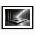 Extra large abstract art print featuring colorful, textured tunnel design on a black framed canvas.