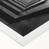 Art deco poster featuring a geometric tunnel design in black and white, printed on rolled canvas.