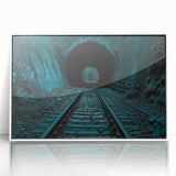 Framed acrylic print of a modern art deco tunnel design in monochrome, ideal for nursery wall art.