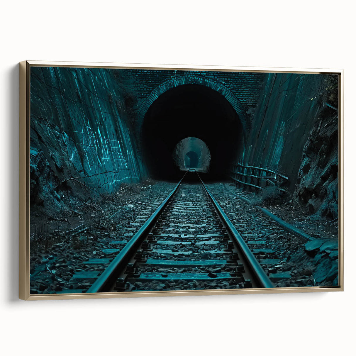 Black and white framed canvas depicting an architectural tunnel, ideal for bedroom wall art.