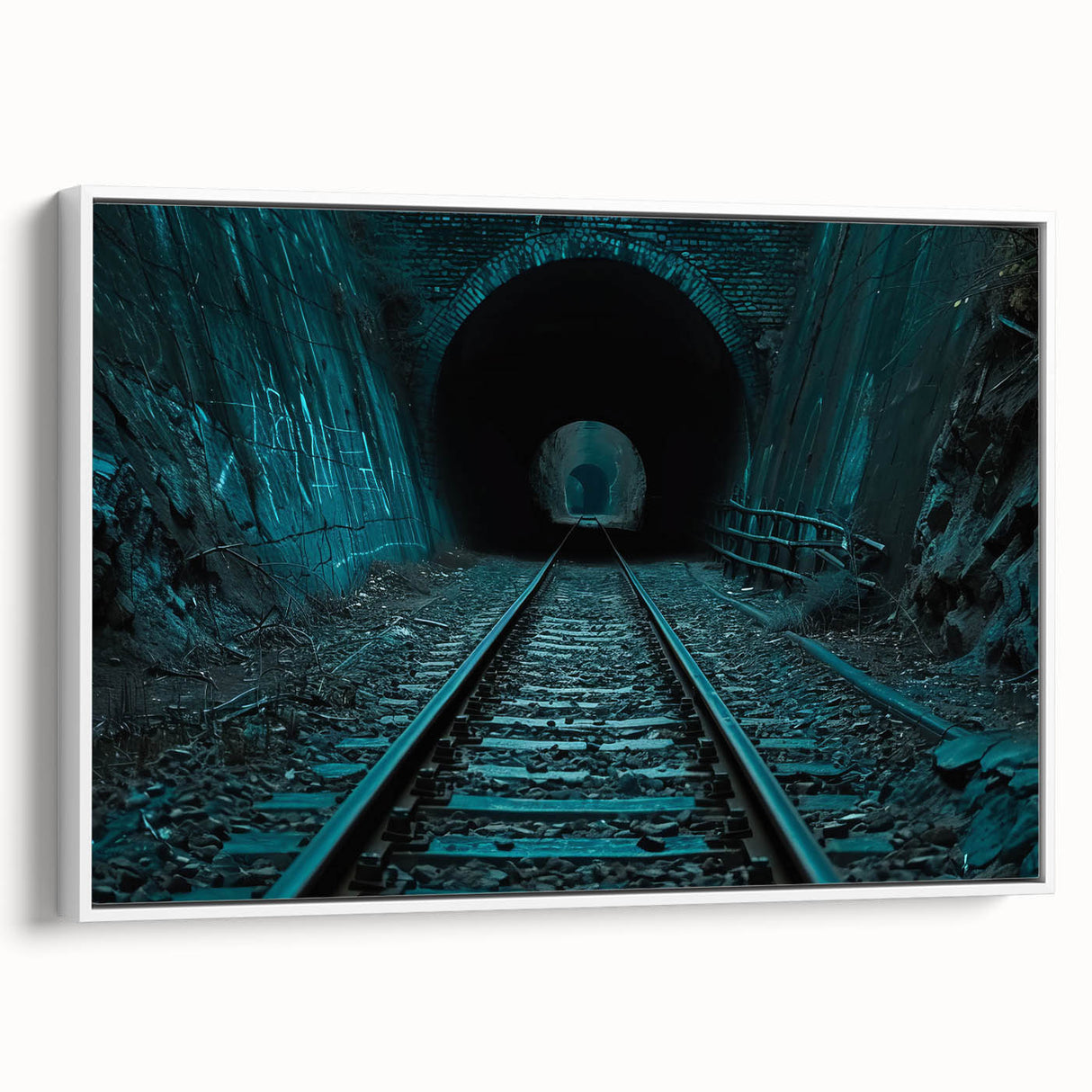 Framed canvas of a vintage black and colorful tunnel architecture design, ideal for office or study room decor.
