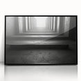 Large abstract wall art featuring geometric shapes in black and white, framed in acrylic, suitable for modern art wall decor.