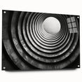 Large abstract wall art on acrylic glass featuring a tunnel design in neutral tones.