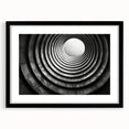 Extra large abstract art print featuring a colorful, textured tunnel design on a black framed canvas.