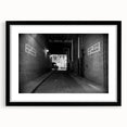 Extra large abstract art print featuring a colorful, textured tunnel design on a black framed canvas.