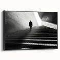 Black and white framed canvas featuring a vintage tunnel design, ideal for bedroom wall decor.