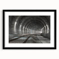 Extra large abstract art print featuring colorful, textured tunnel designs, framed in black, suitable for living room decor.