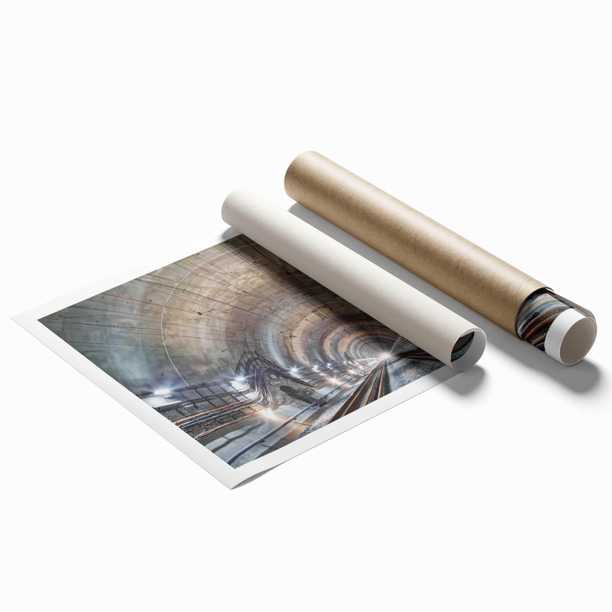 Extra large rolled print featuring a floral art design in muted pastels.