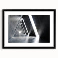 Extra large abstract art print featuring colorful, textured tunnels on a black framed canvas, suitable for living room decor.
