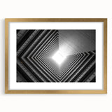 Extra large abstract art print featuring textured lines in muted gold, framed with a gold mat, ideal for living room decor.