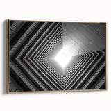 Framed canvas featuring a vintage poster art of black architectural tunnels in a landscape format.