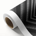 Art Deco poster featuring symmetrical tunnel designs in monochrome, printed on rolled canvas, suitable as nursery wall art.