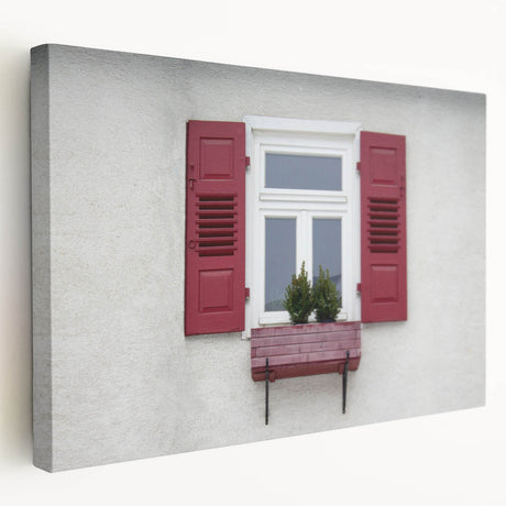 Large stretched canvas featuring a geometric window design in neutral tones, ideal for kitchen wall art.