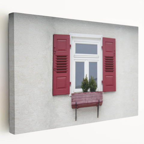 Large stretched canvas featuring a geometric window design in neutral tones, ideal for kitchen wall art.