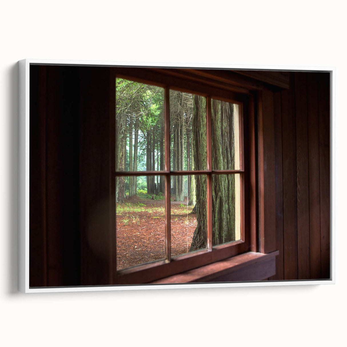 Framed canvas depicting a black and white vintage poster of architectural windows, ideal for bedroom wall art.
