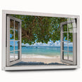 Abstract window design in muted gray and blue tones on acrylic glass, suitable for modern bedroom or dining room decor.