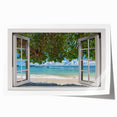 Extra large rolled print featuring a floral design on an architectural window, in muted tones.