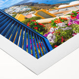 Art deco poster featuring a geometric window design in black and white on rolled canvas, suitable for dining room decor.