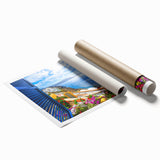 Extra large rolled print of a floral art design with muted earth tones, ideal for classy bathroom wall art.