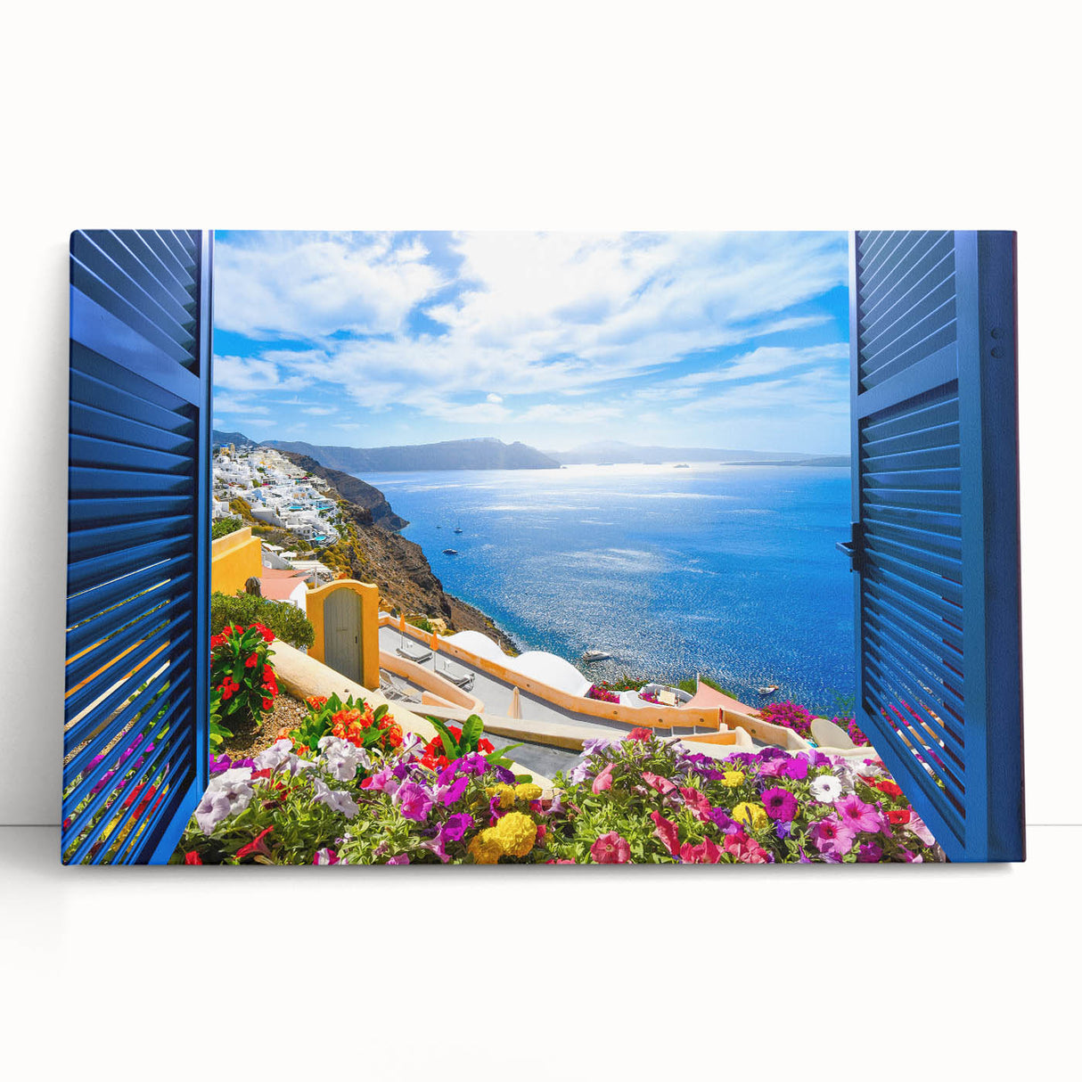 Black and white photo of an architectural window design on a stretched canvas.