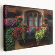 Side view of a large stretched canvas featuring a minimalist window design in monochrome, ideal for kitchen wall art.
