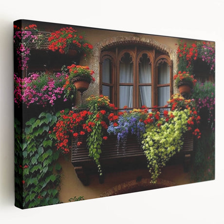 Side view of a large stretched canvas featuring a minimalist window design in monochrome, ideal for kitchen wall art.