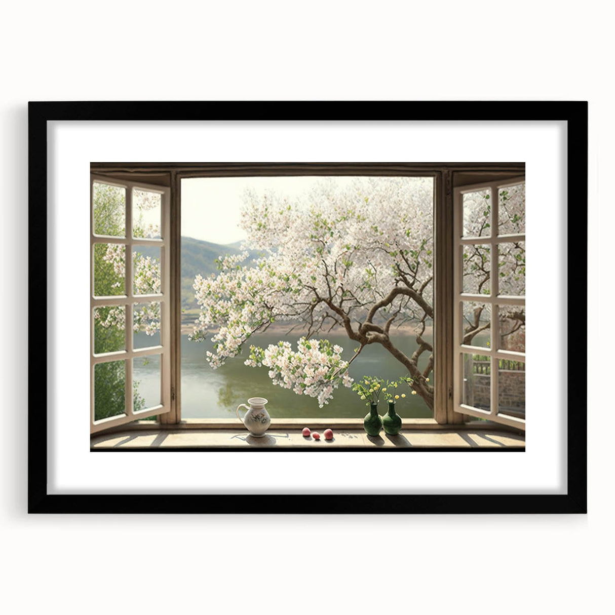 Extra large abstract art print featuring colorful, textured patterns, framed in black, ideal for living room decor.