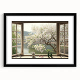 Extra large abstract art print featuring colorful, textured patterns, framed in black, ideal for living room decor.