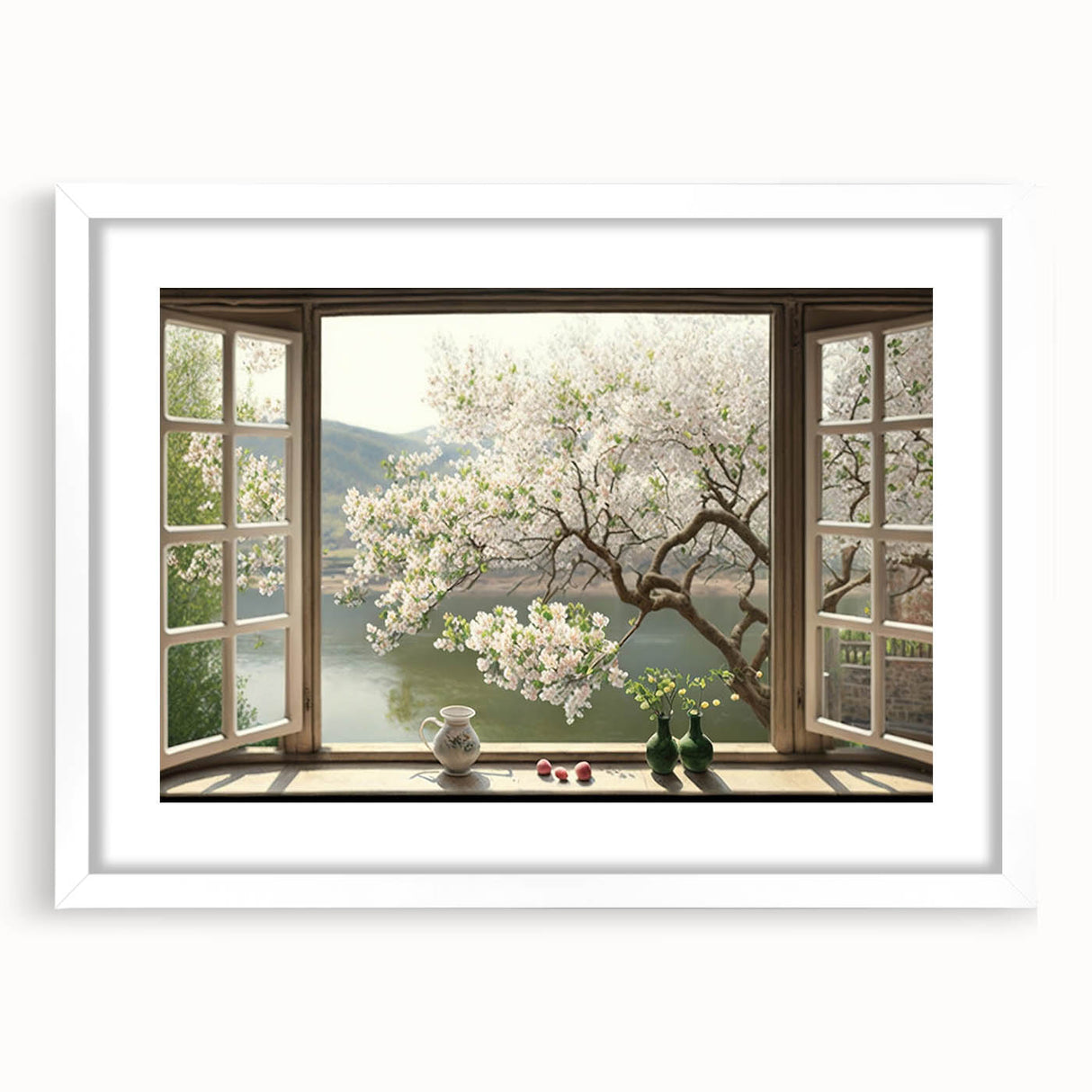 Extra large abstract art print featuring textured patterns in neutral tones, framed in white, ideal for living room decor.