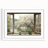 Extra large abstract art print featuring textured patterns in neutral tones, framed in white, ideal for living room decor.
