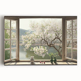 Black and white photo of arched windows on stretched canvas, ideal for kitchen wall art.