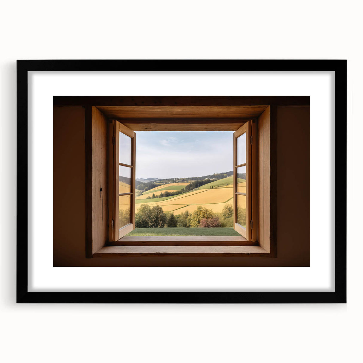 Extra large abstract art print featuring colorful, textured design in a black frame, ideal for living room decor.