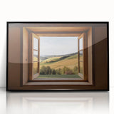 Large abstract wall art featuring geometric shapes in muted earth tones on a framed acrylic.