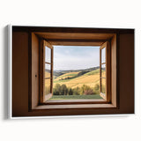 Framed canvas featuring a vintage black and white landscape painting, ideal for bedroom wall art.