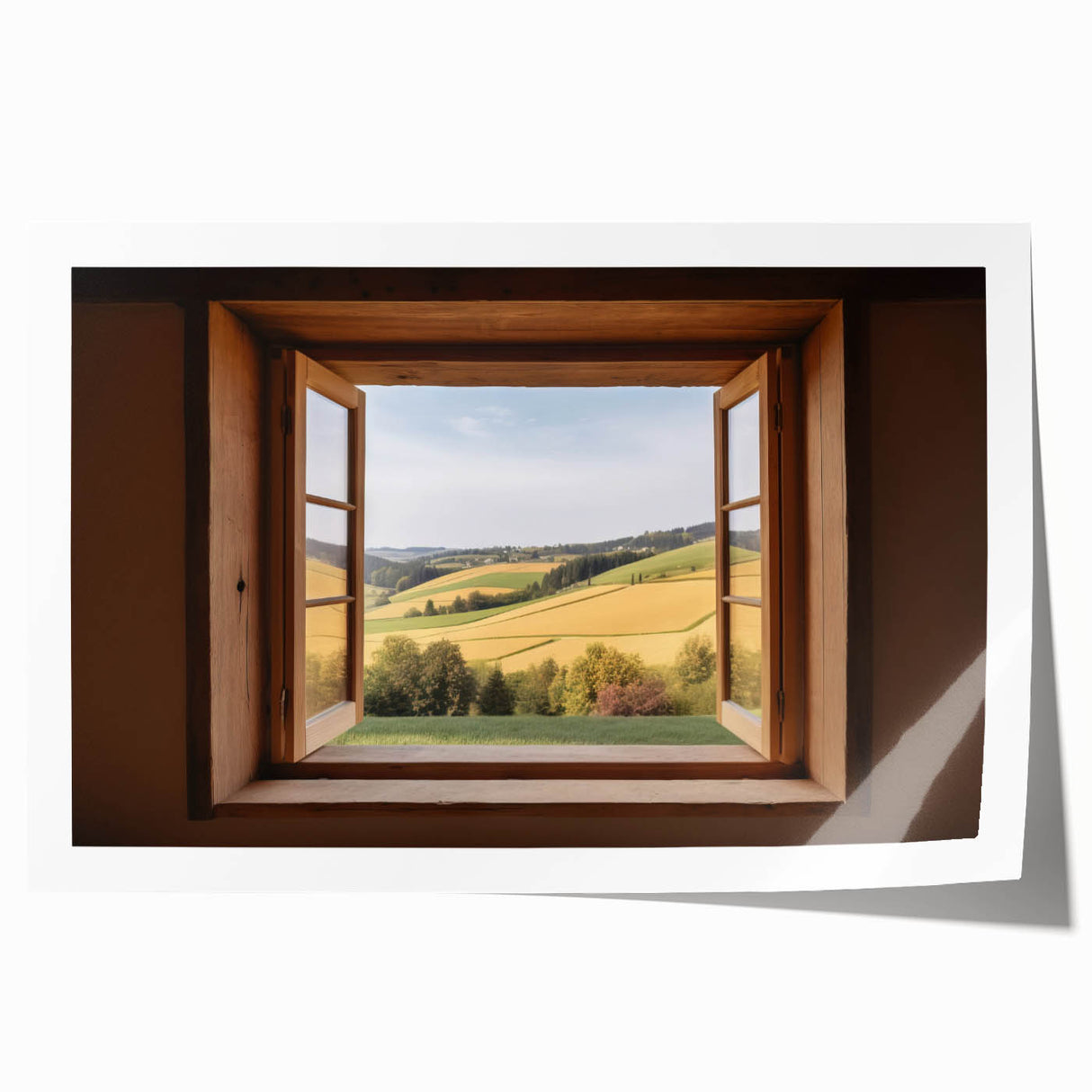 Extra large rolled print of a floral pattern on a window architecture design, ideal for art wall dining room.