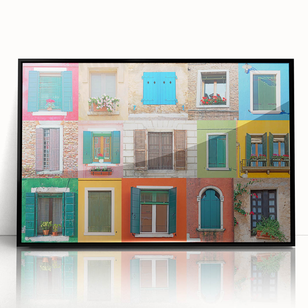Large abstract wall art featuring geometric patterns in black and white, framed in acrylic.