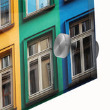 Large abstract wall art on acrylic, featuring geometric shapes in muted earth tones, ideal for dining room ambiance.