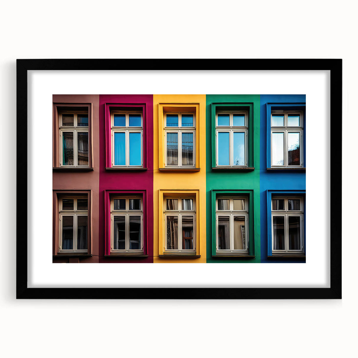 Extra large abstract art print featuring colorful, textured design on a black framed canvas, ideal for living room decor.