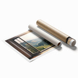 Extra large rolled print of floral art in muted green and white, ideal for classy bathroom wall art.