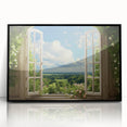 Large abstract wall art featuring geometric shapes in muted earth tones, framed in black acrylic.