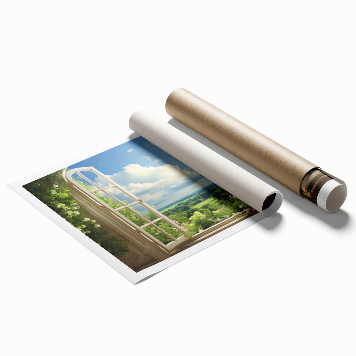 Extra large rolled print featuring a floral design with muted pastel colors, ideal for classy bathroom wall art.