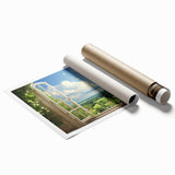 Extra large rolled print featuring a floral design with muted pastel colors, ideal for classy bathroom wall art.