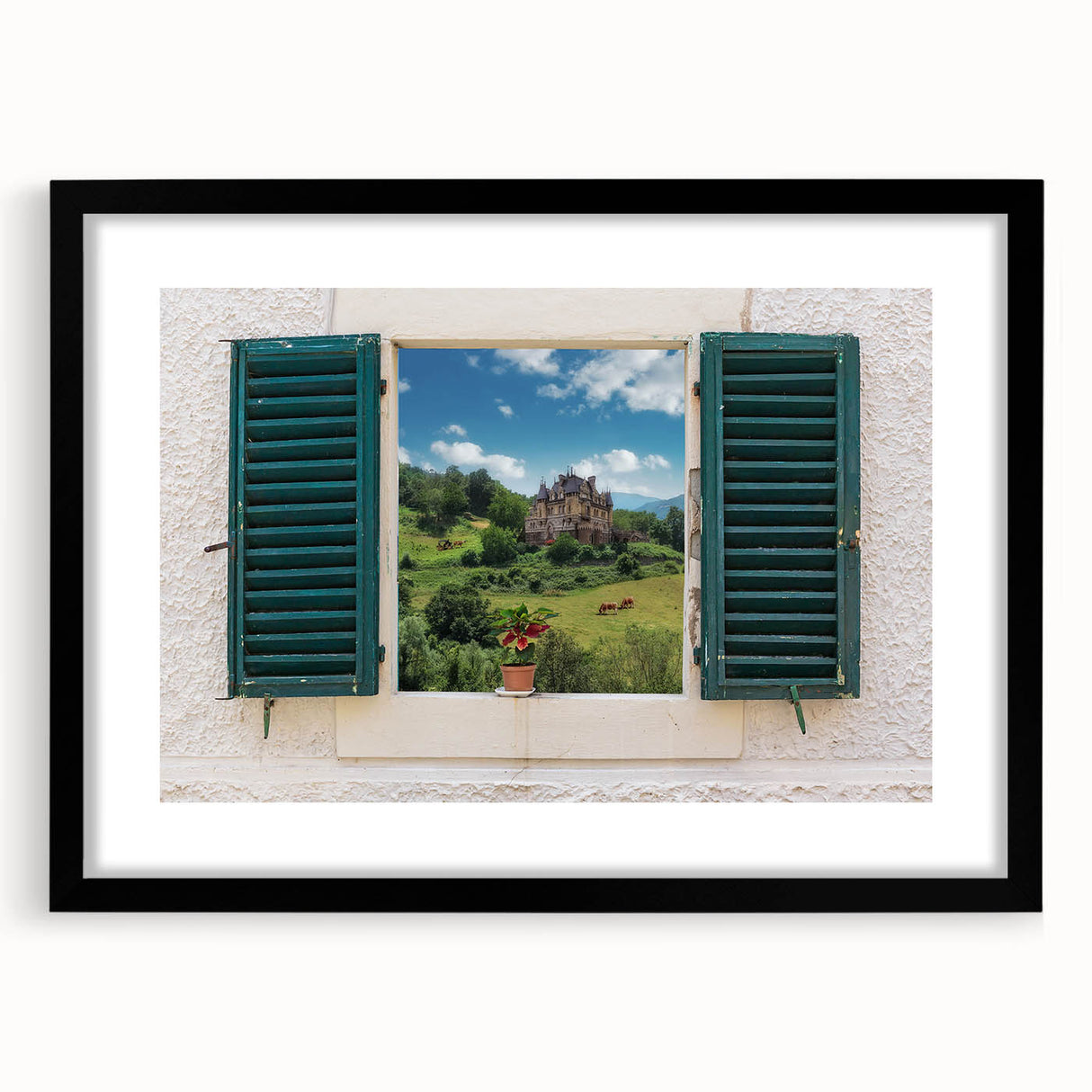 Extra large abstract art print featuring colorful, textured design on a black framed canvas, ideal for living room decor.