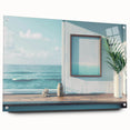 Large abstract wall art on acrylic glass depicting geometric shapes in black and white.