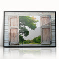 Large abstract wall art featuring a mid-century modernist design in black and white, acrylic print framed in black.