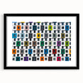 Extra large abstract art print featuring textured, colorful art in a black frame, ideal for living room decor.