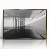 Mid-century modernist art featuring geometric shapes in gold and black on acrylic, ideal for nursery wall decor.