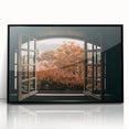 Large abstract wall art featuring geometric shapes in black and white, framed in black acrylic.