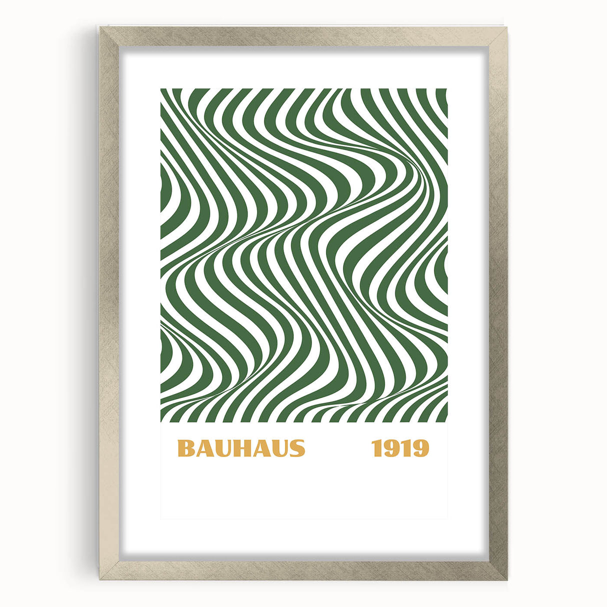 Bohemian Wall Art | Bauhaus 1919 Green Wave Optical Boho Canvas Print