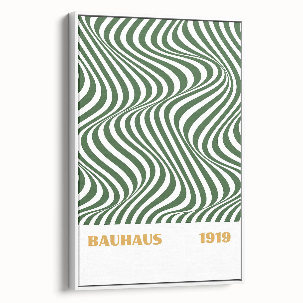 Bohemian Wall Art | Bauhaus 1919 Green Wave Optical Boho Canvas Print
